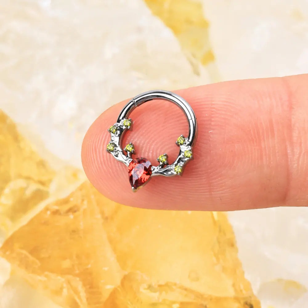 Titanium Red Garnet & Peridot Reindeer Clicker