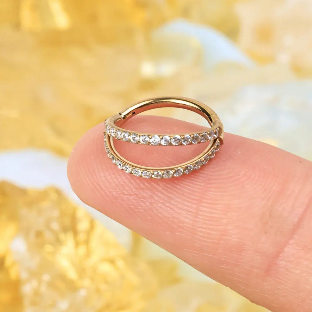 Titanium Duo Diamond Pave Clicker | Conch Hoop