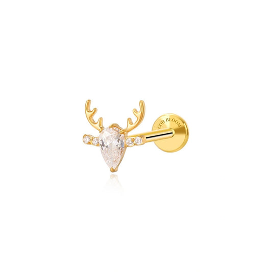 Titanium Diamond Reindeer Flat Back Stud