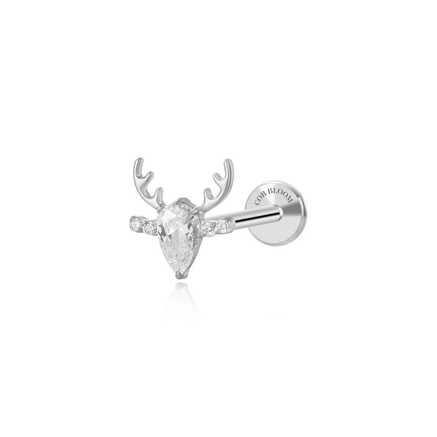 Titanium Diamond Reindeer Flat Back Stud