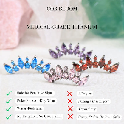 Titanium Eliora Pink Crown Flat Back Stud