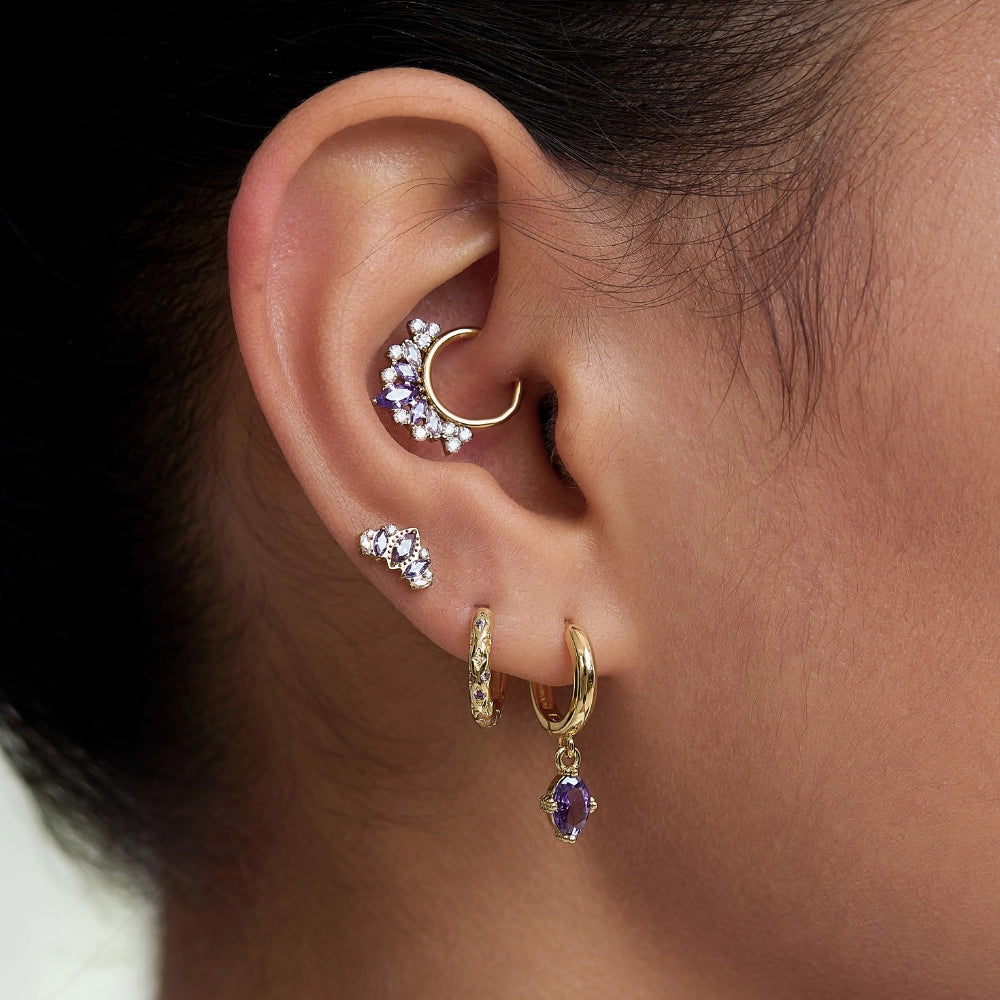 Titanium Atlas Amethyst Crown Stud