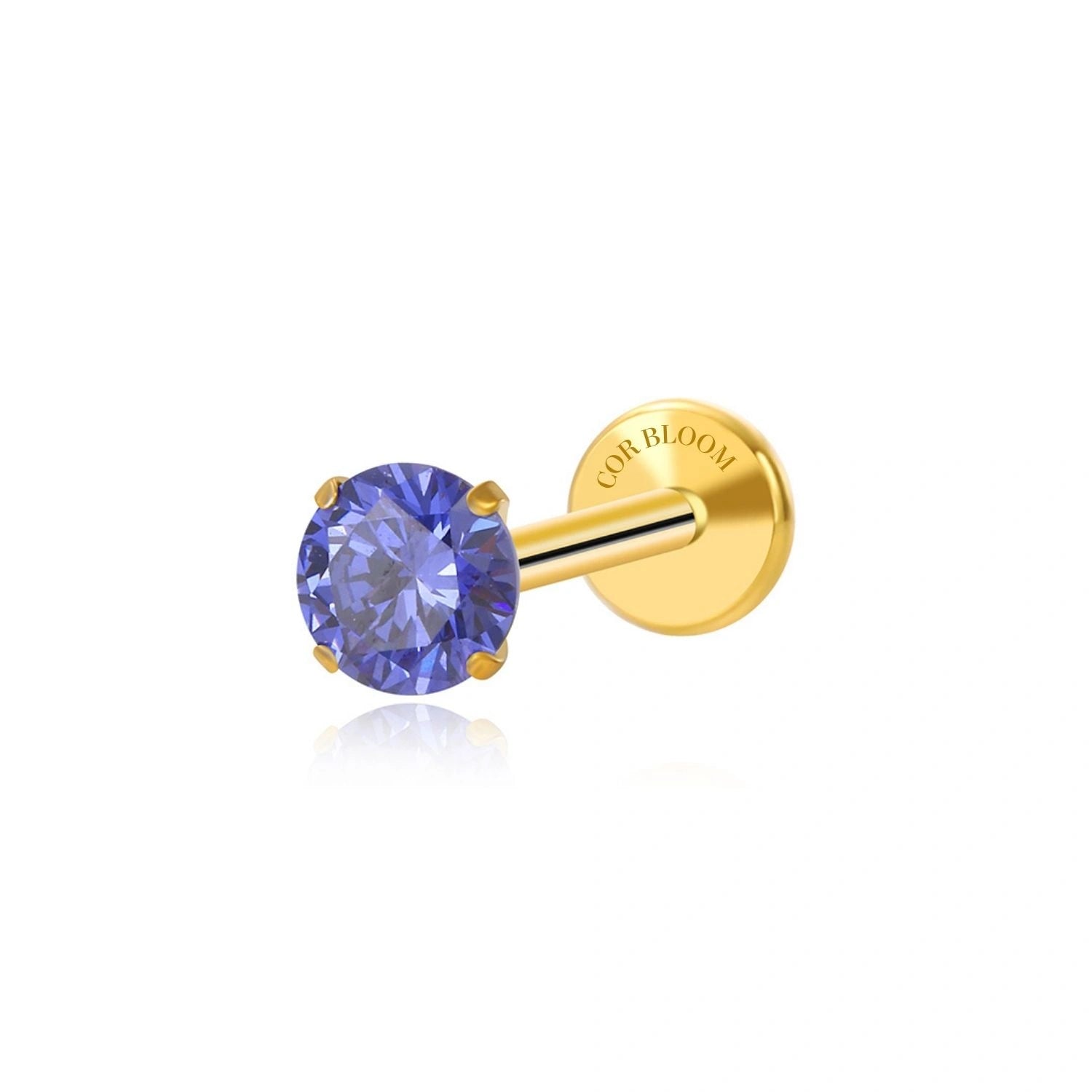 Titanium Multisize Tanzanite Stone Stud (Push Pin)