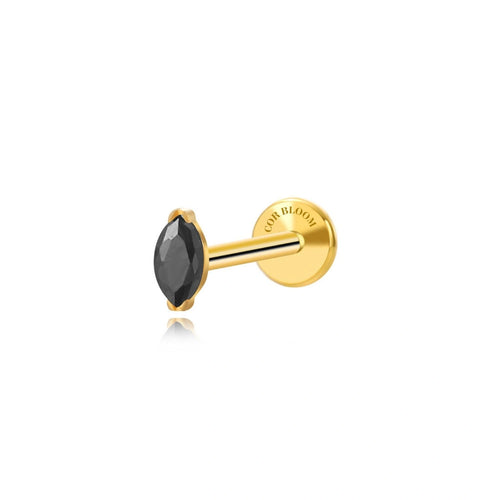 Titanium Black Marquise Flat Back Stud