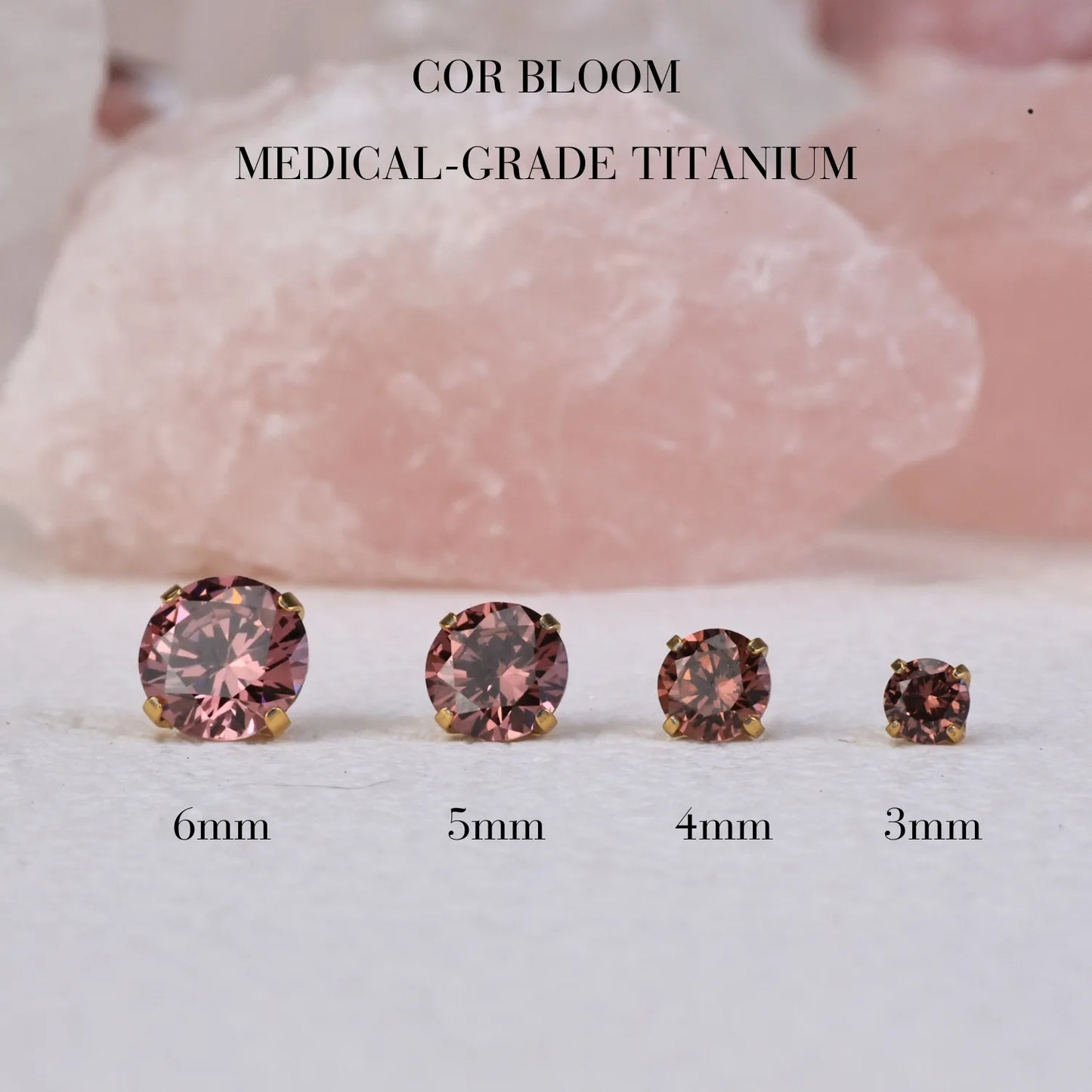 Titanium Multisize Rhodolite Gemstone Piercing Stud