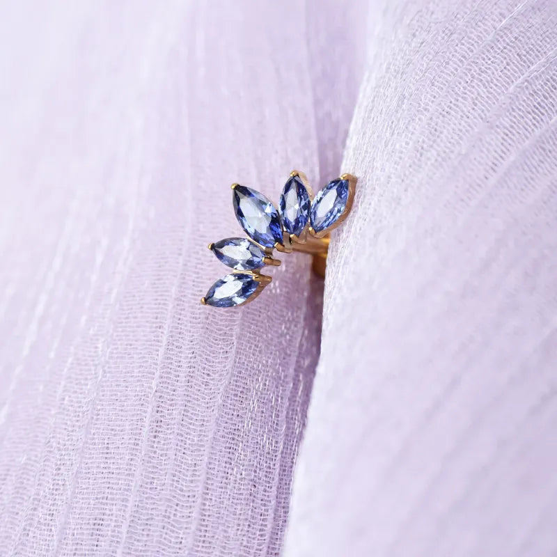 Titanium Aphrodite Tanzanite Crown Push Pin Stud