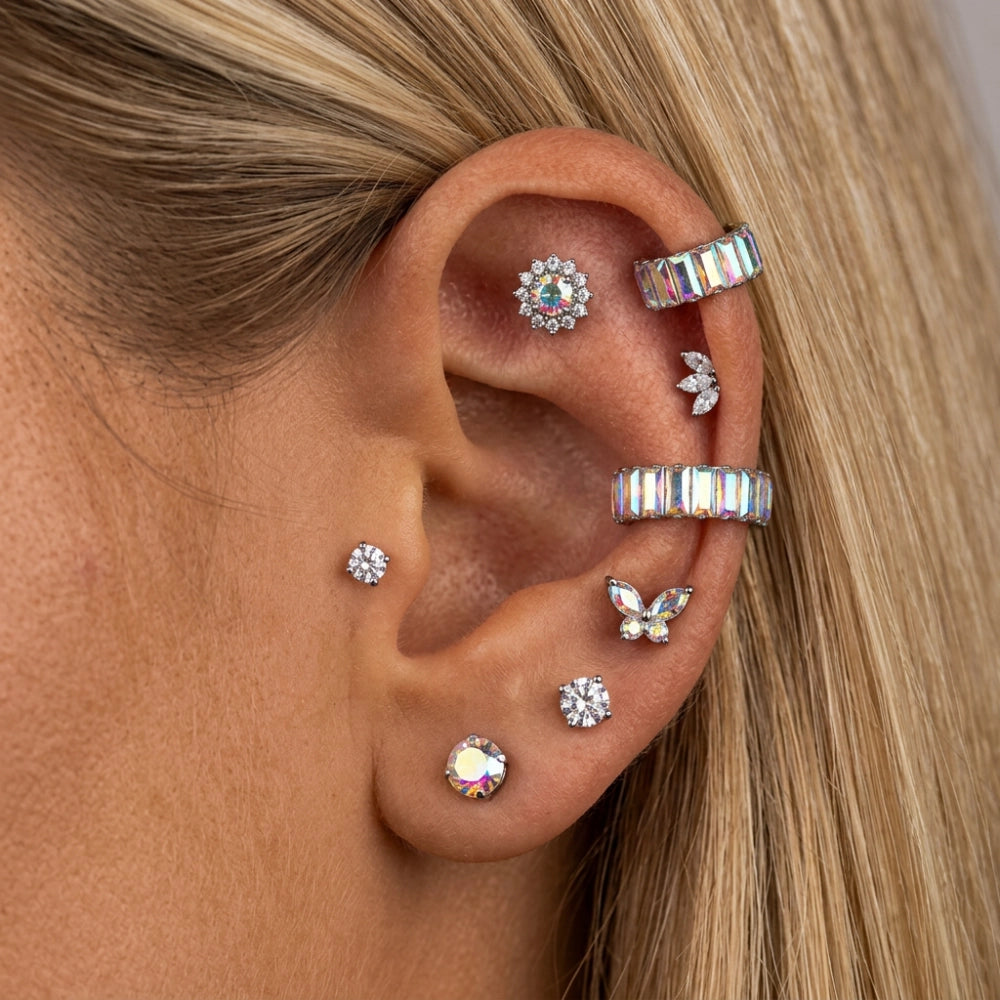 Titanium Dafni Mini Three-Petal Flat Back Piercing Stud
