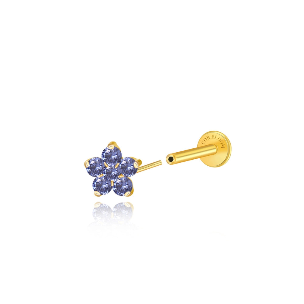 Titanium Nova Flower Stud - Tanzanite