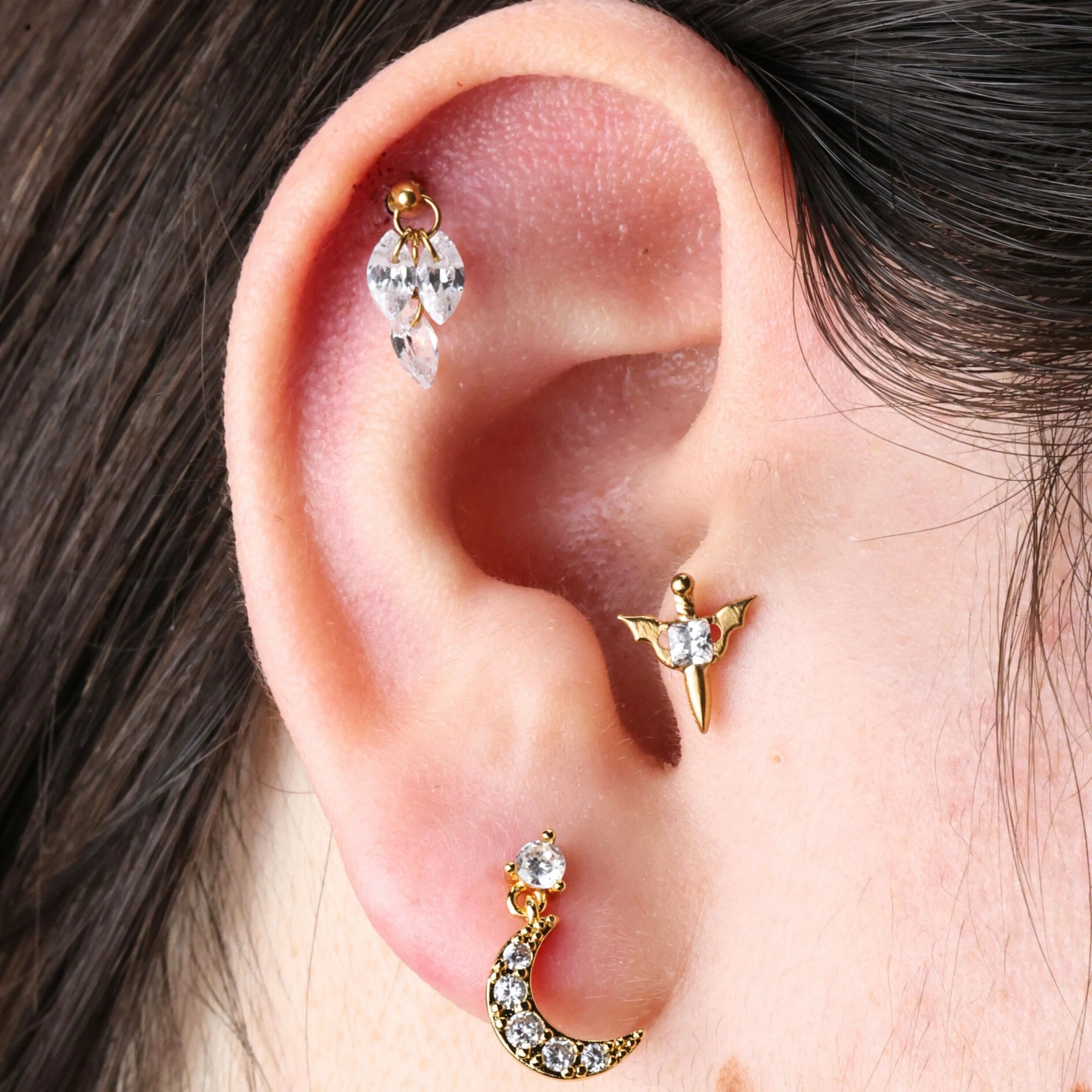 Titanium Little Diamond Sword Flat Back Stud