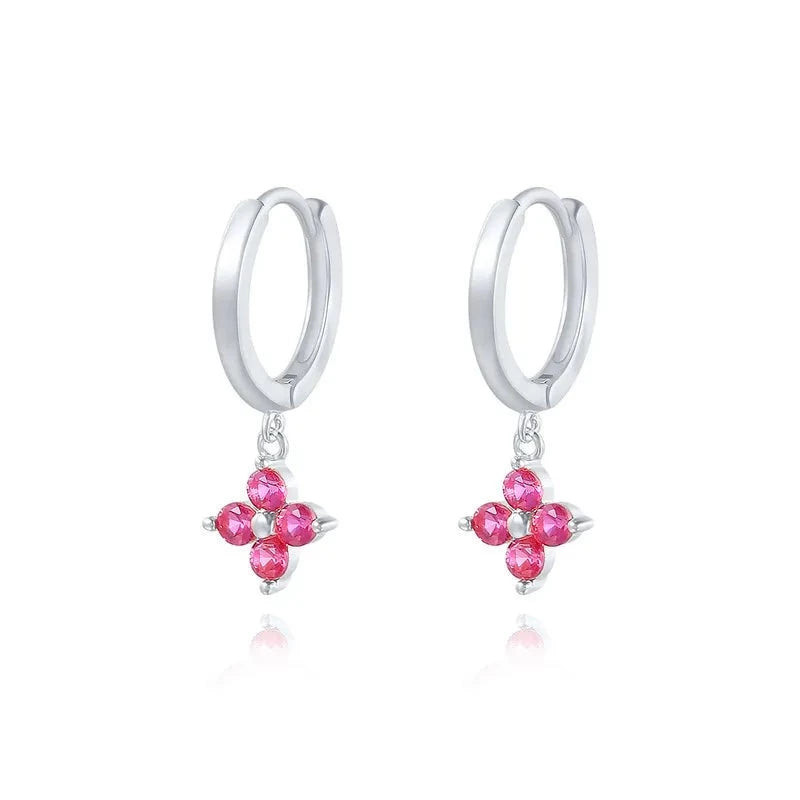 Ruby Four-Clover Hoop Earrings