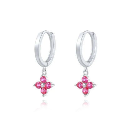 Ruby Four-Clover Hoop Earrings