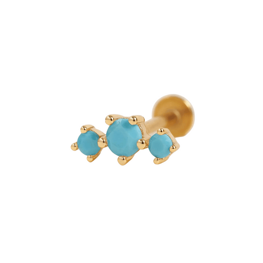 Curved Triple Turquoise Flat Back Piercing Earring