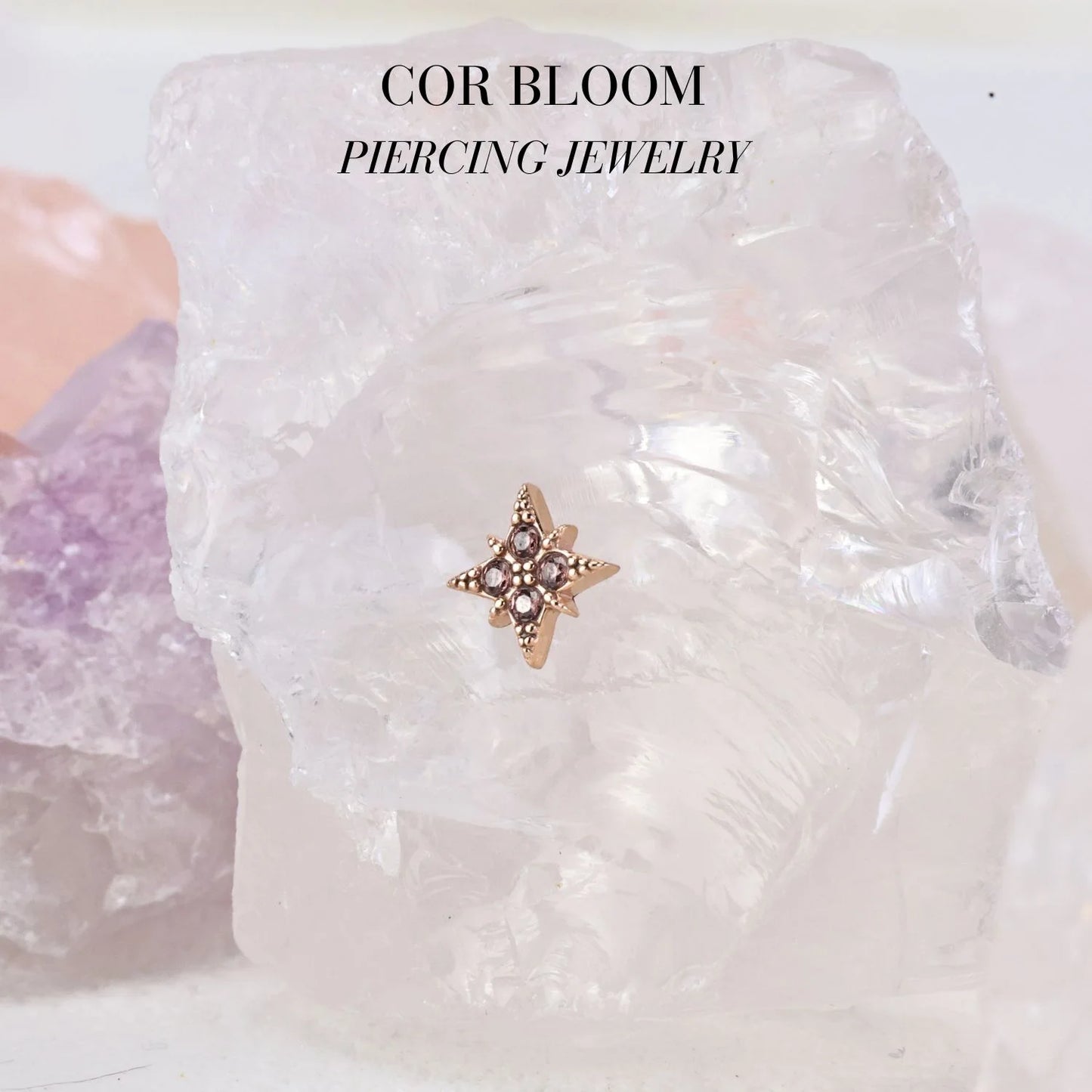 Rhodolite Northern Star Piercing Stud