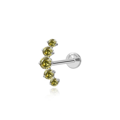 Titanium Five Peridot Gemstone Cluster Flat Back Stud