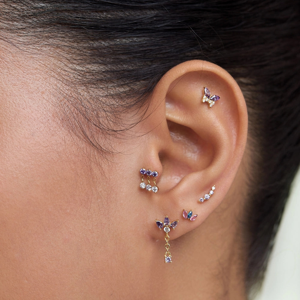Titanium Nikias Magic Dewdrop Stud - Gradient Amethyst