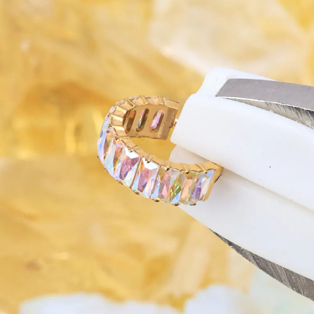 Titanium Northern Lights Gemstone Sugar Clicker | AB Conch Hoop