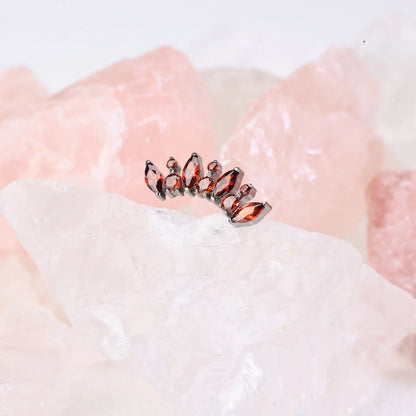 Titanium Eliora Red Garnet Crown Flat Back Stud