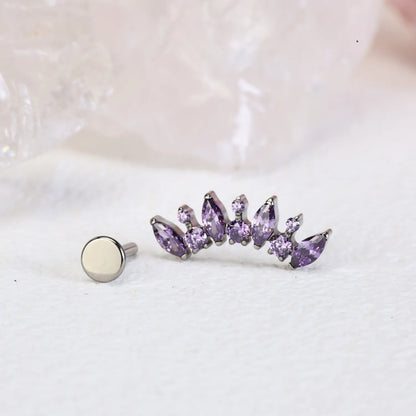 Titanium Eliora Amethyst Crown Flat Back Stud