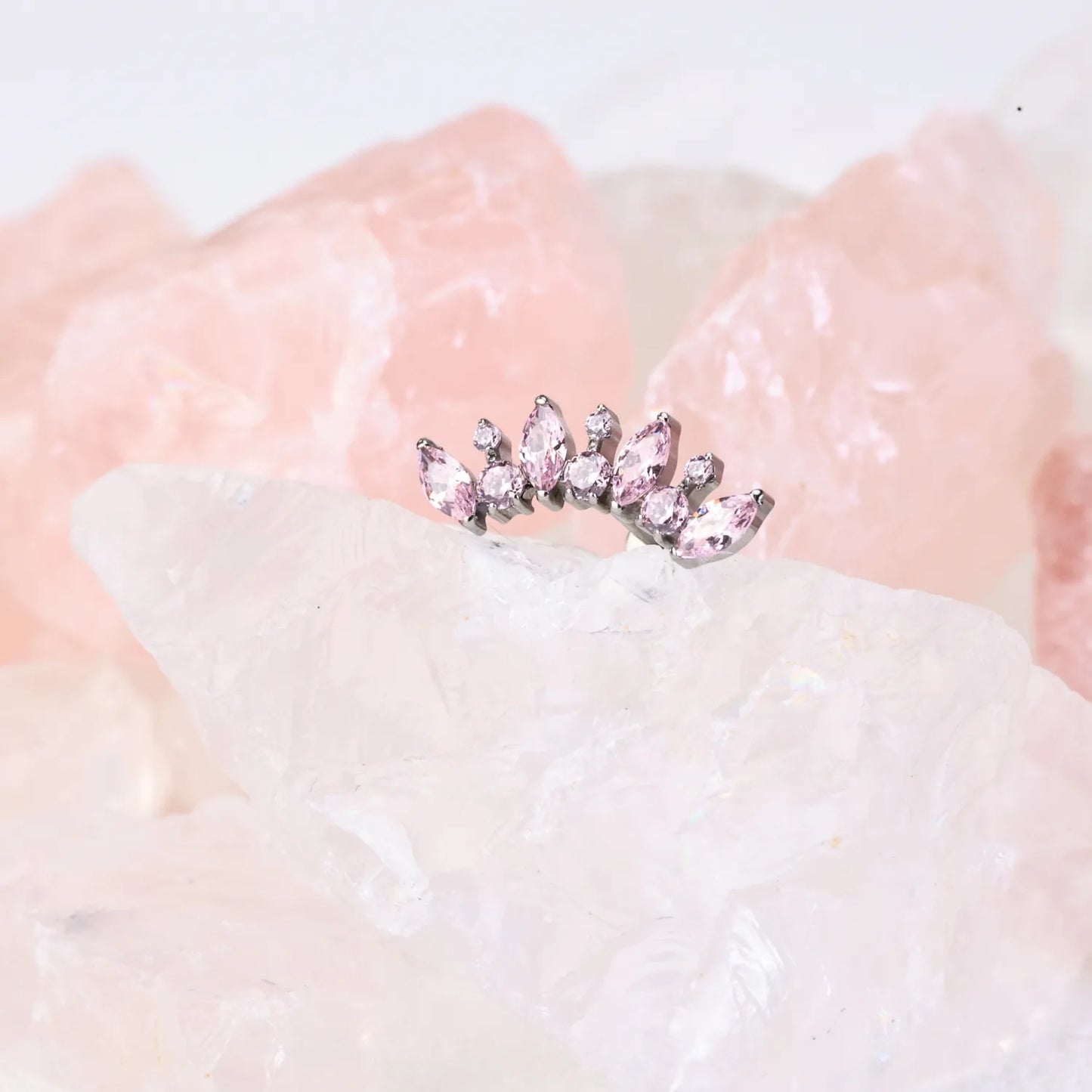 Titanium Eliora Pink Crown Flat Back Stud