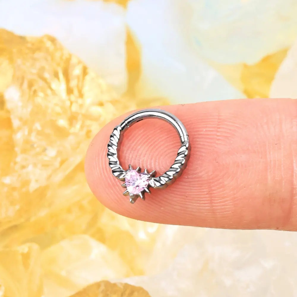 Titanium Heart of Thorns Clicker - Pink Tourmaline