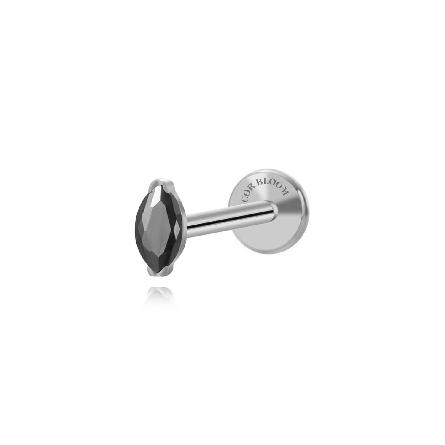 Titanium Elynn Black Marquise Flat Back Stud