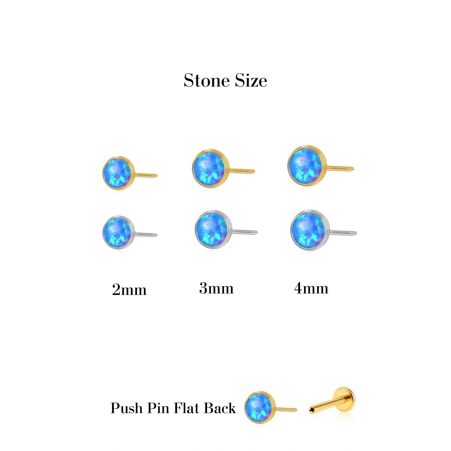 Titanium Blue Opal Push Pin Piercing Stud