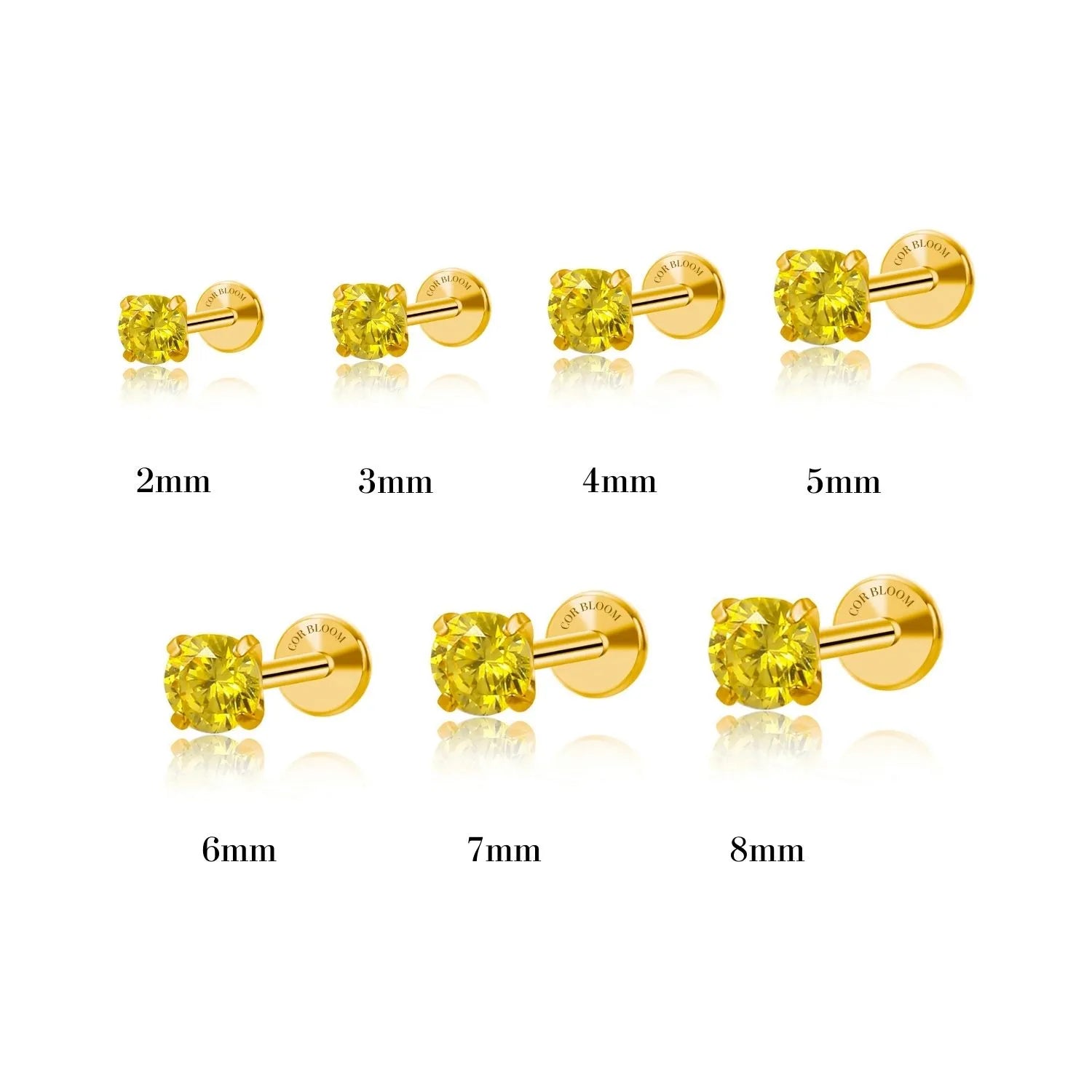 Titanium Multisize Yellow Topaz Stud (Push Pin)