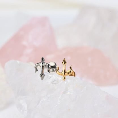 Titanium Greek Trident Piercing Earring