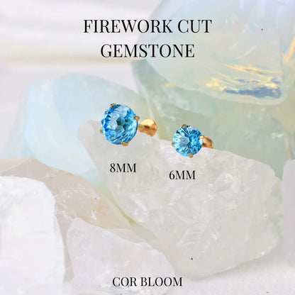 Titanium Firework Cut Aquamarine Piercing Stud