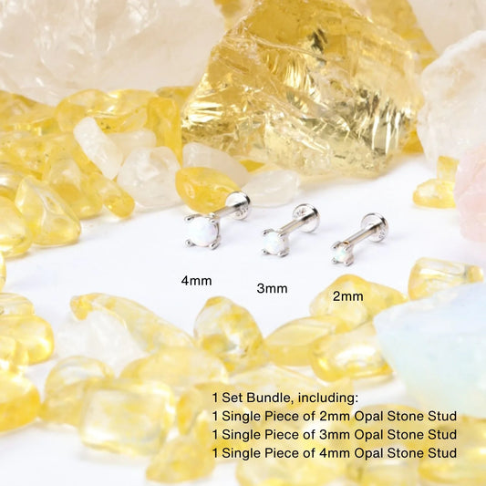 White Opal Flat Back Stud Earring Set
