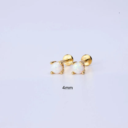 White Opal Flat Back Stud Earring Set