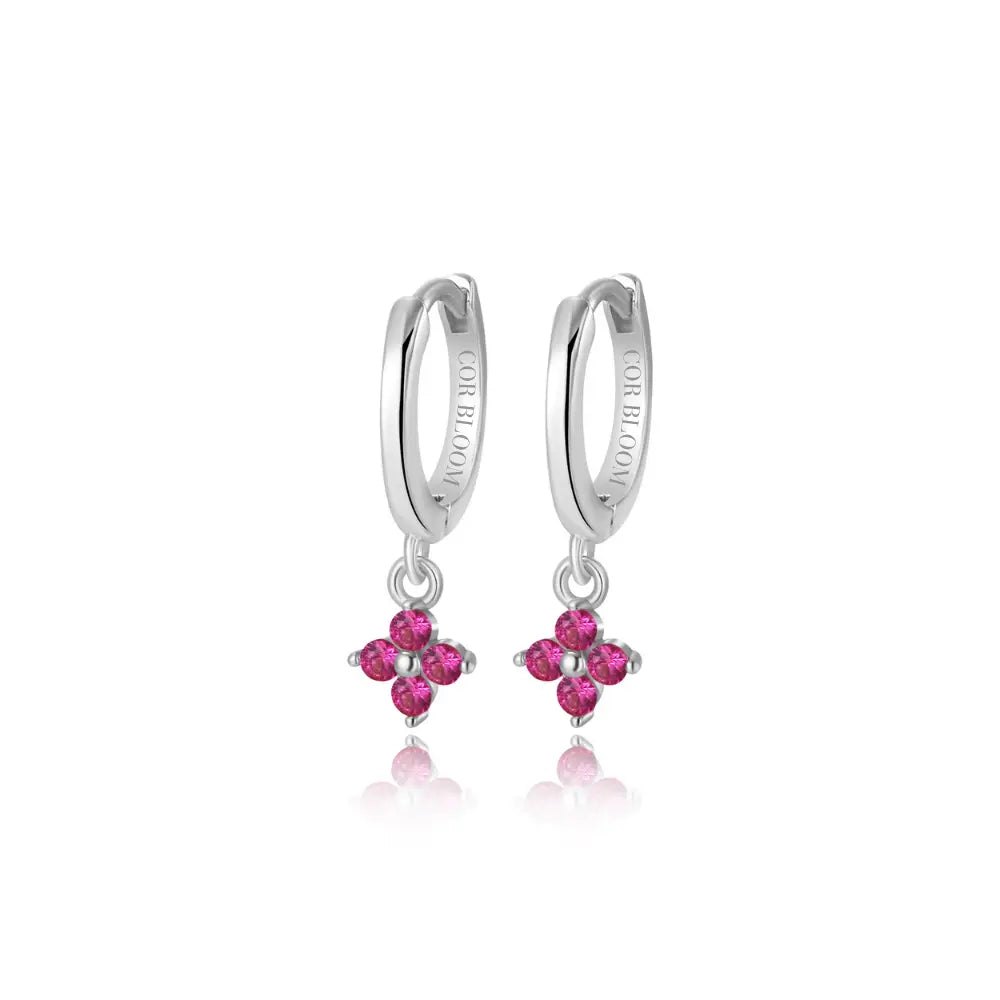 Alaiya Ruby Four-Leaf Clover Hoop Earrings