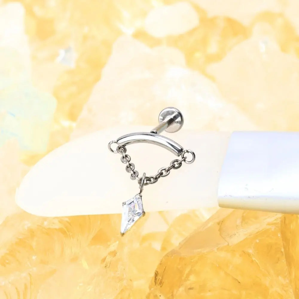 Titanium Yareli Kite Dangle Stud - Vertical Helix & Hidden Rook