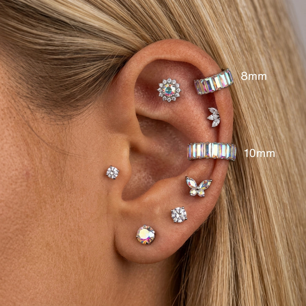 Titanium Northern Lights Gemstone Sugar Clicker | AB Conch Hoop