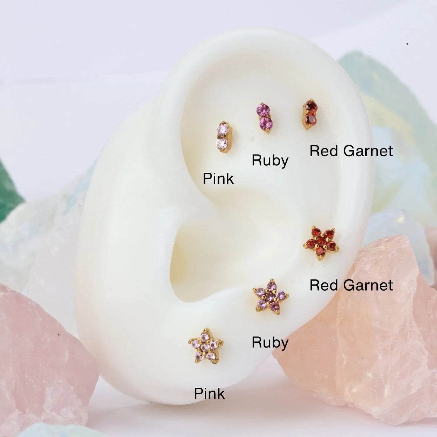 Titanium Edith Mini Duo Pink Flat Back Stud