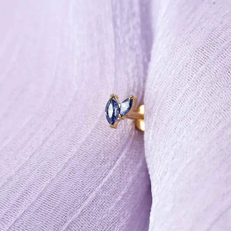 Titanium Akosua Mini Duo Petal Tanzanite Stud