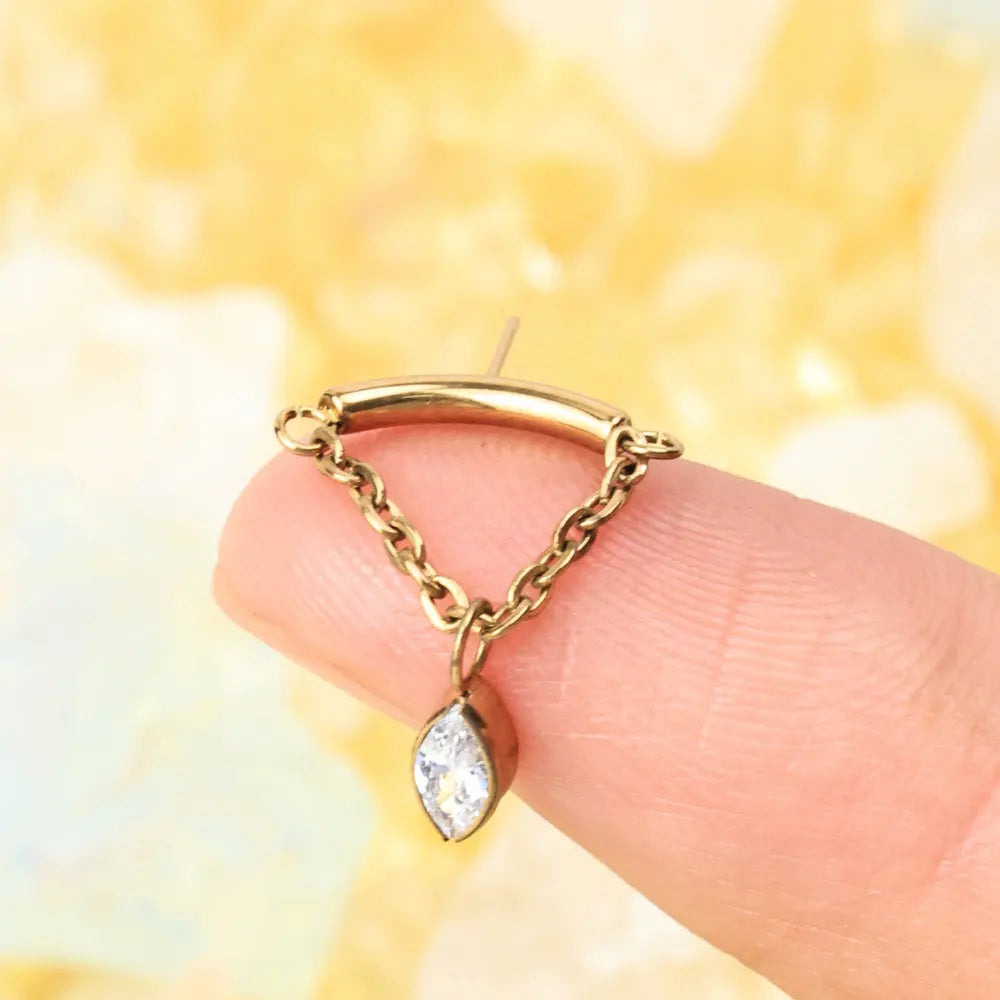 Titanium Ruth Marquise Dangle Stud - Vertical Helix & Hidden Rook