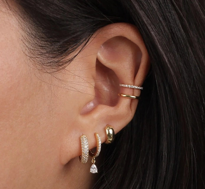 White Crystal Perry Waterdrop Hoop Earrings