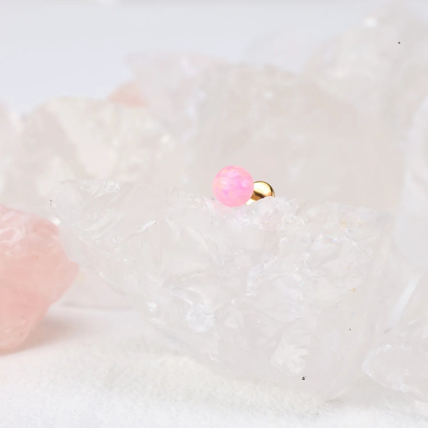 Titanium Keily Pink Opal Flat Back Piercing