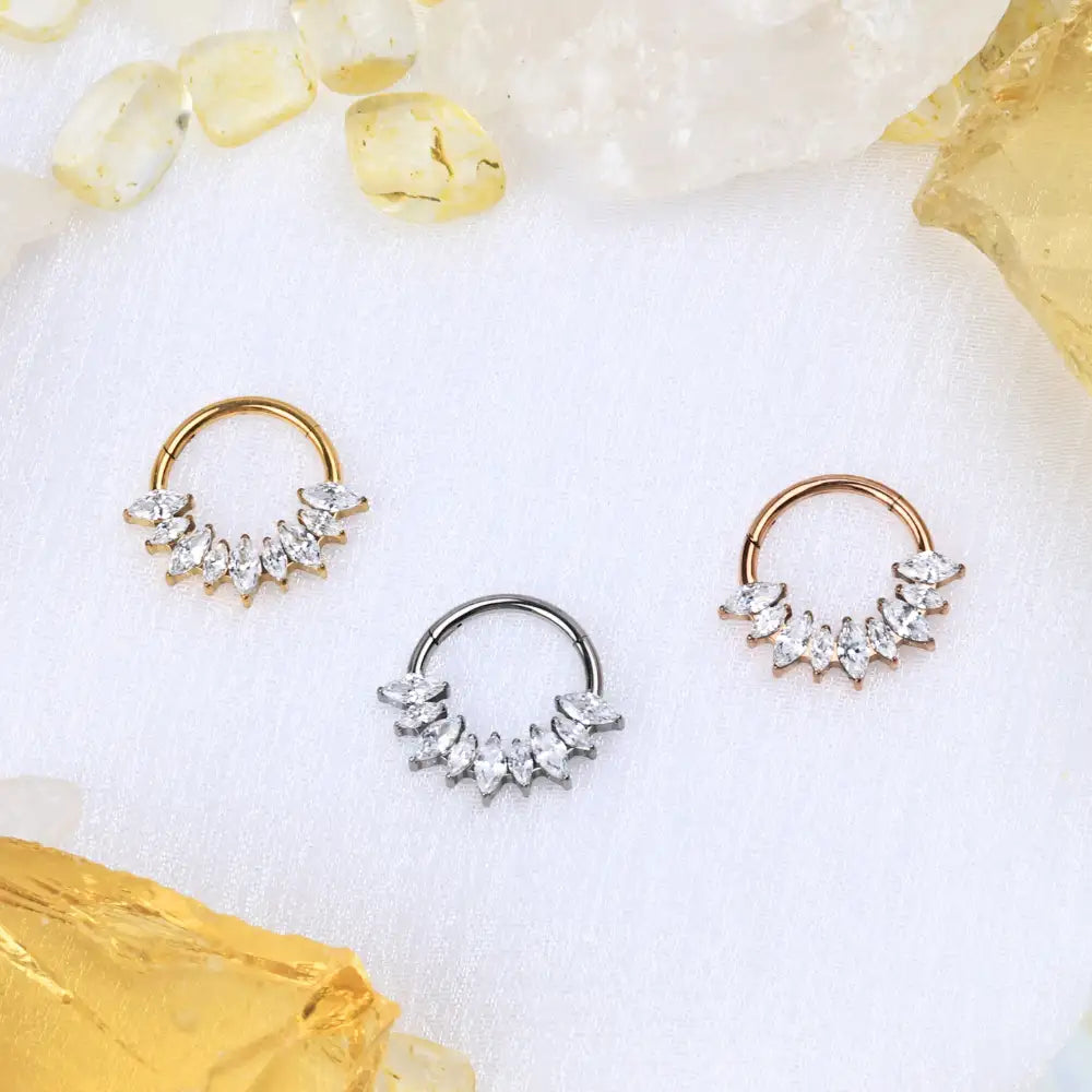 Titanium Saanvi Diamond 9-Petal Marquise Clicker