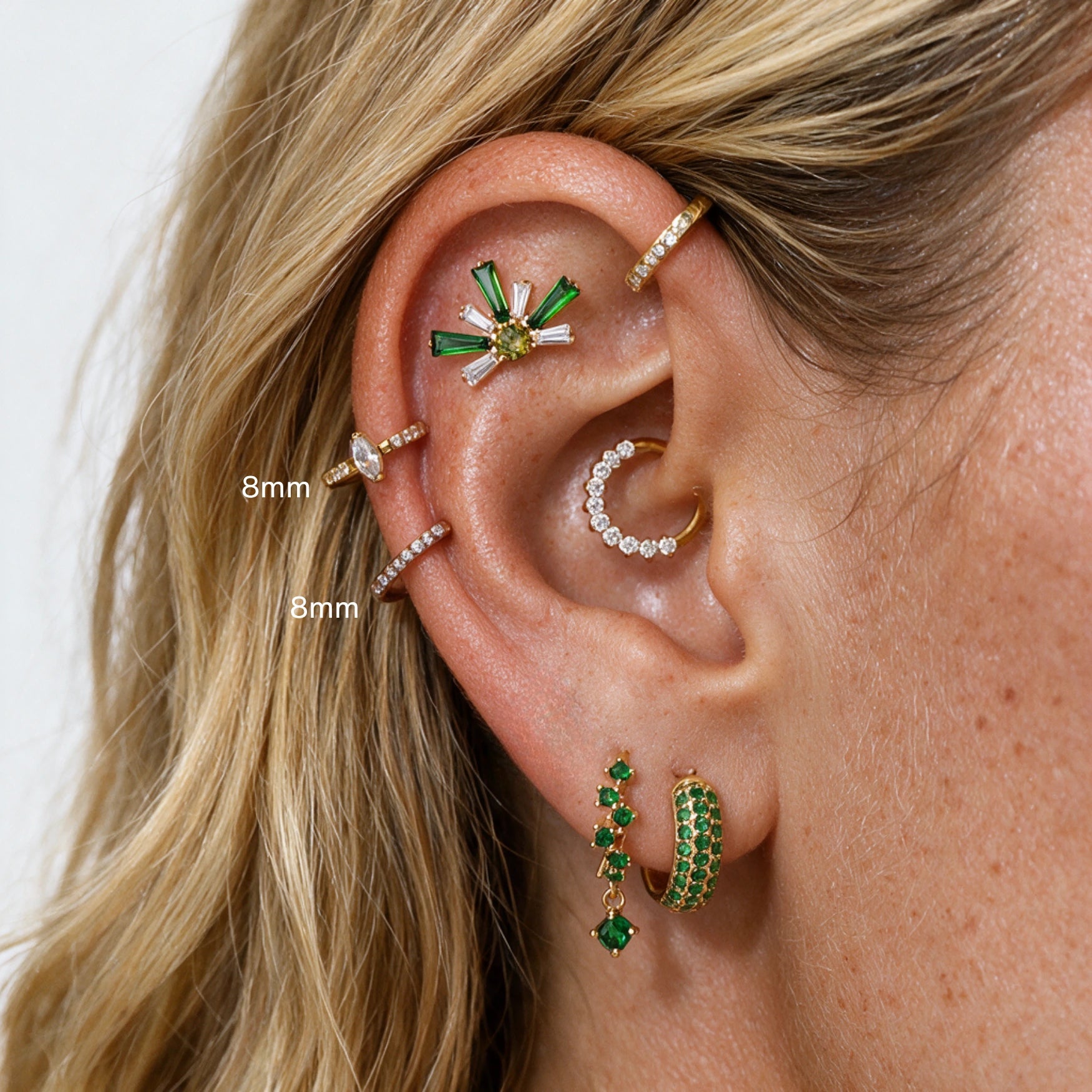 Clicker in titanio con cristalli di diverse dimensioni per cerchio helix | anello conch | clicker per setto nasale