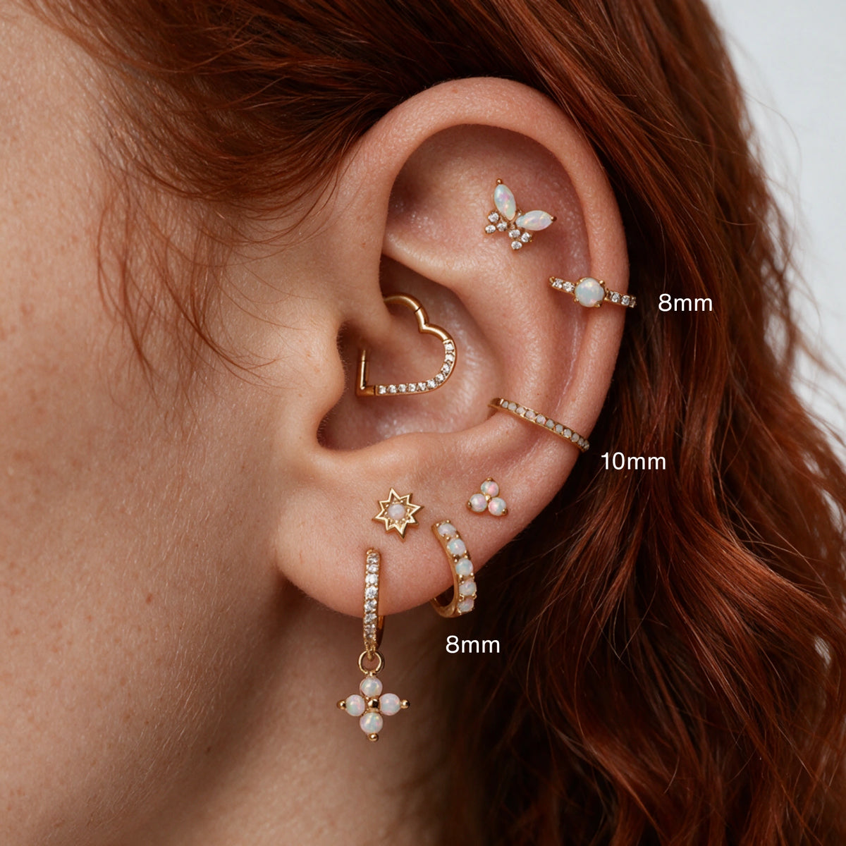 Danae Titanium White Opal Cartilage | Conch Hoop