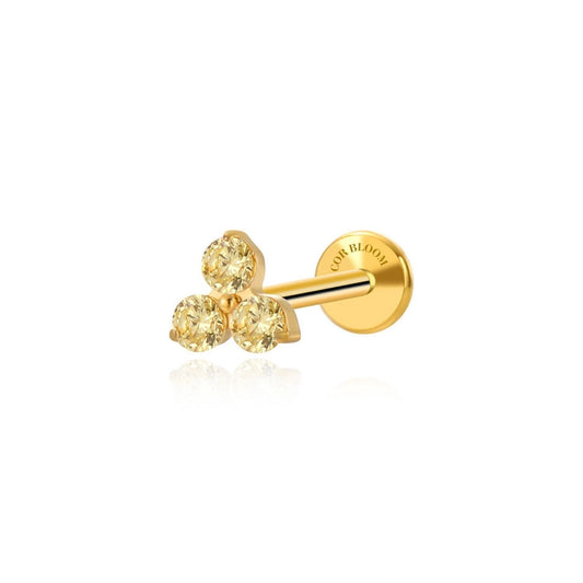 Titanium Mini Yellow Citrine Triangle Flat Back Stud