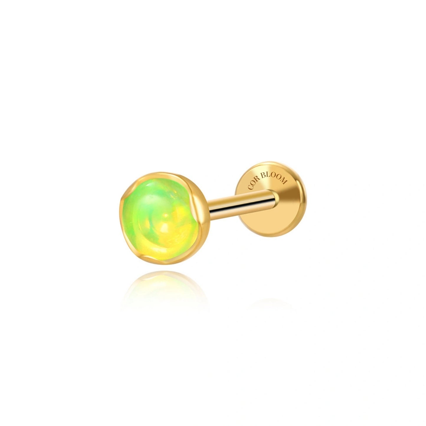 Titanium Apple Green Aurora Opal Piercing Stud