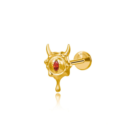 Solid Titanium Red Eye Little Devil Piercing Stud