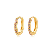 Arya Amethyst Pave Hoop Earrings