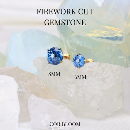 Titanium Firework Cut Tanzanite Piercing Stud