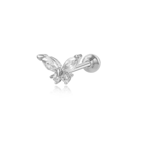 Small Crystal Butterlfy Screw Back Stud Earring