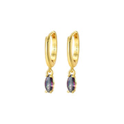 Doris  Dark Iridescent Marquise Charm Hoop Earrings