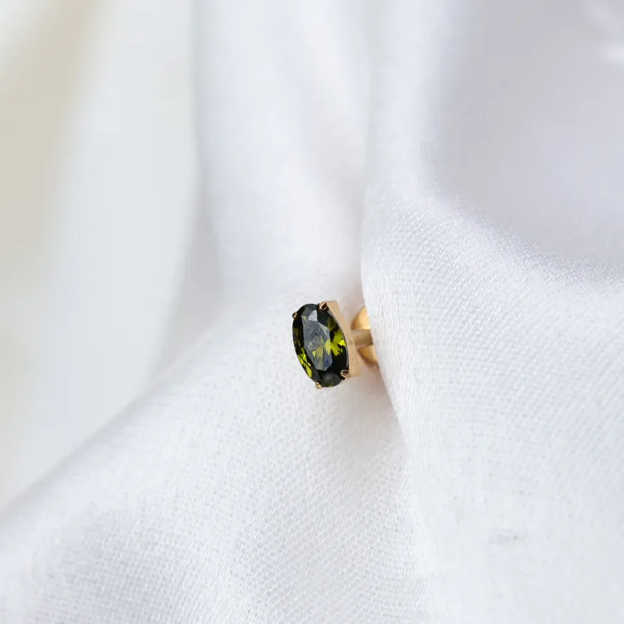 Titanium Oval Peridot Gemstone Flat Back Stud